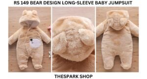 rs 149 bear design long-sleeve baby jumpsuit thespark shop